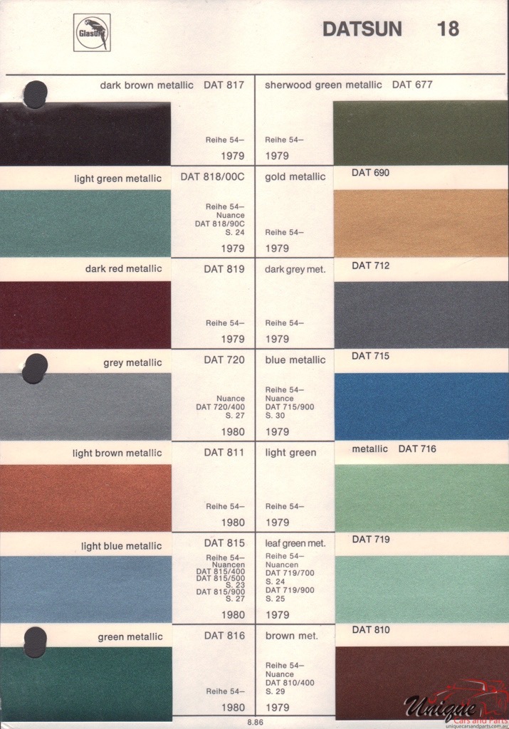 1980 Datsun Paint Charts Glasurit 4